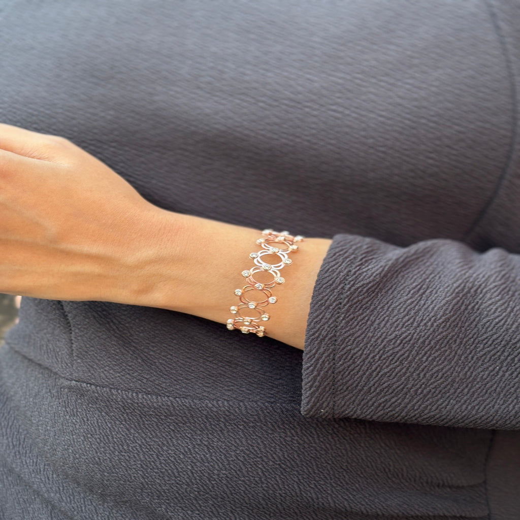 Convertible Floral Link Gold-Plated Bracelet (925 Sterling Silver)