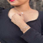 Floral Link Rose Gold-Plated Bracelet (925 Sterling Silver)