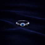 Blue Evil Eye Silver Ring